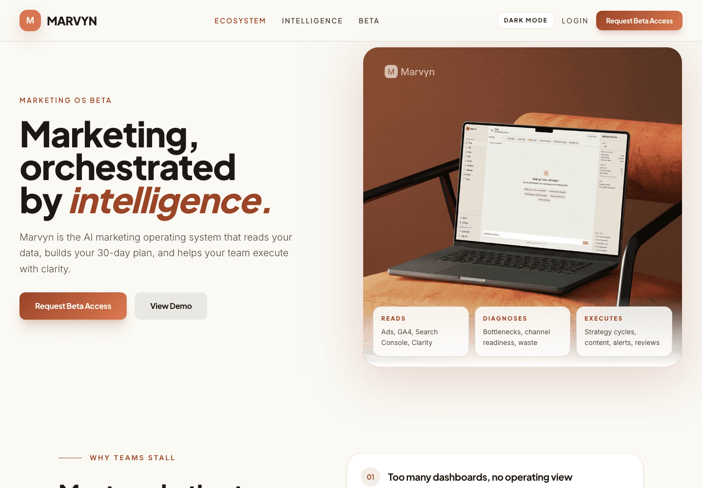 Marvyn website hero screenshot