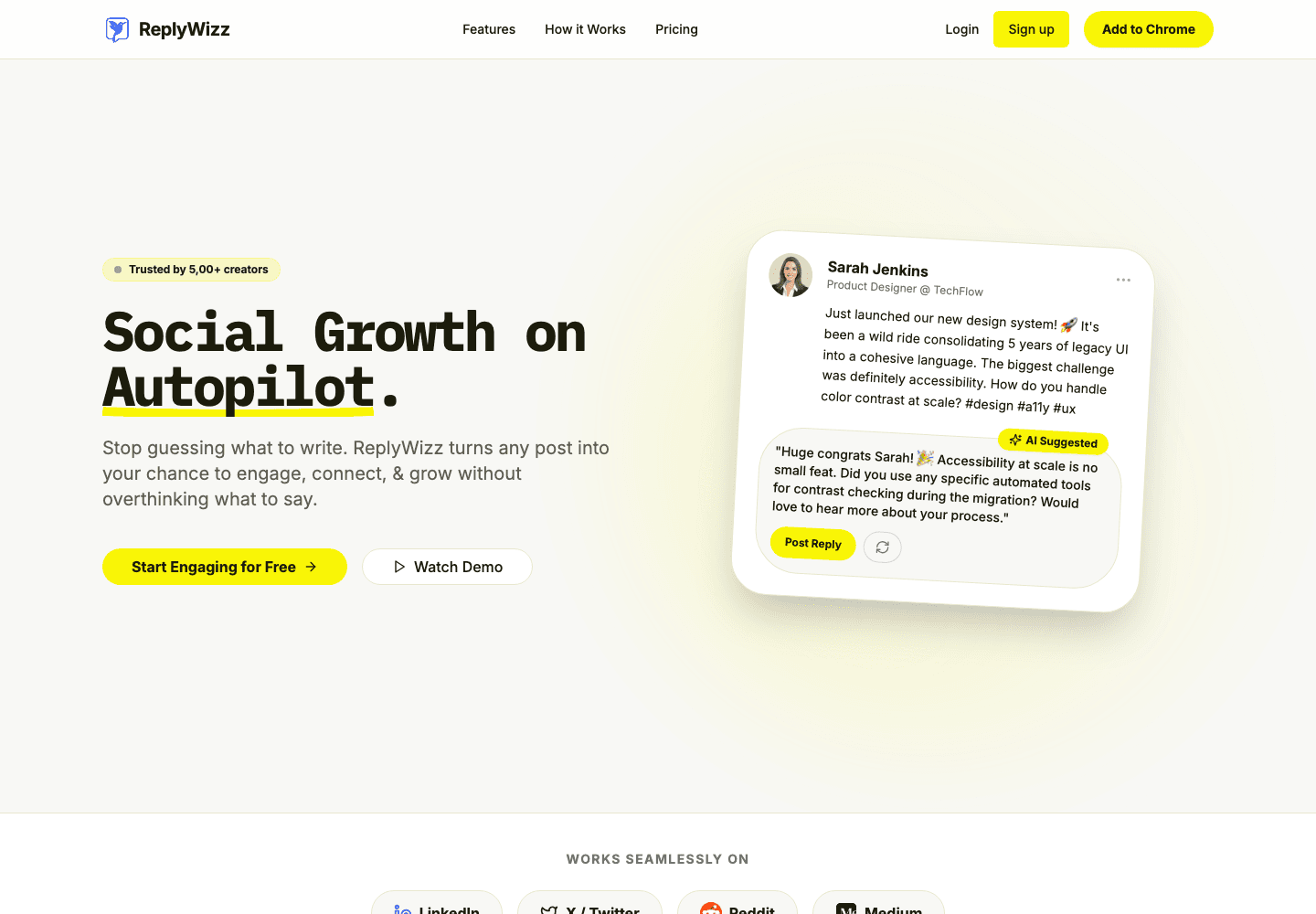 ReplyWizz website hero screenshot